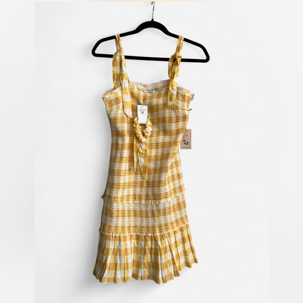 Yellow Gingham Ruffle Mini Dress - Picture 3 of 8